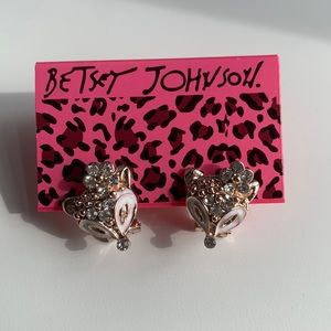 Betsey Johnson Rhinestone Fox Earrings